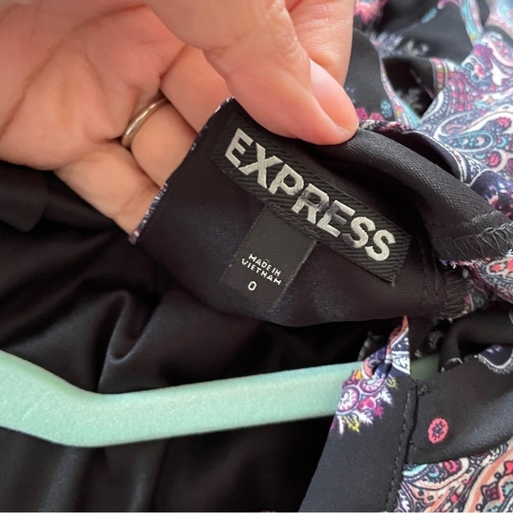 Express Black and Purple Paisley Long Sleeve Maxi Dress - Picture 9 of 15